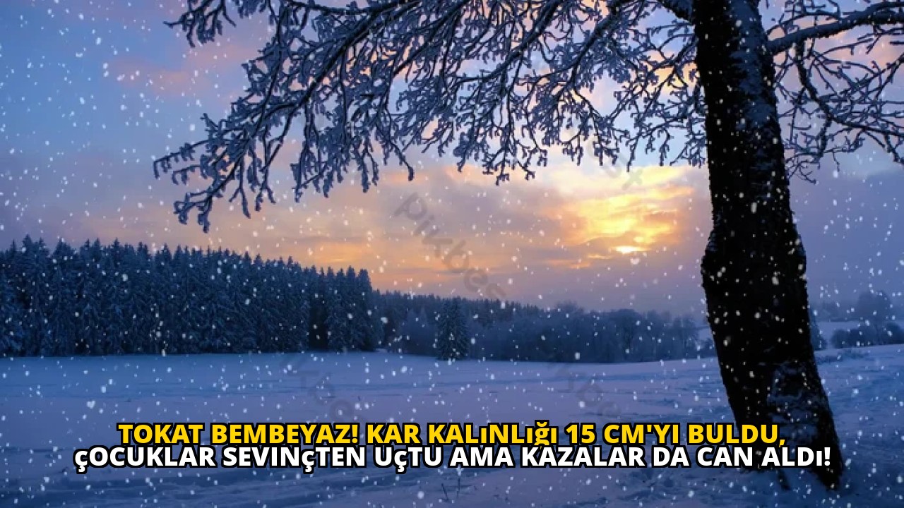 Tokat bembeyaz! Kar kalınlığı 15 cm'yi buldu, çocuklar sevinçten uçtu ama kazalar da can aldı!
